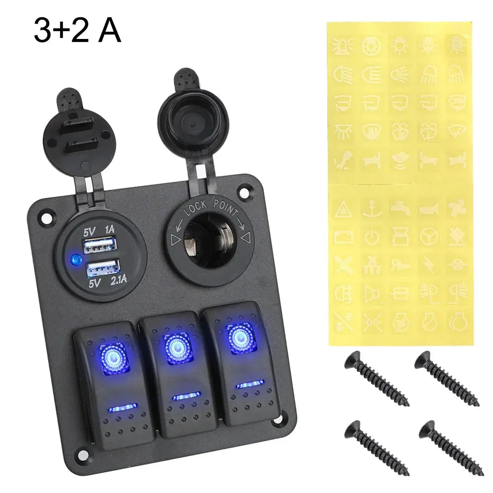 AINYSZIN Kfz-Schalterpanel Aluminium Dual USB - FUXL-Shopify