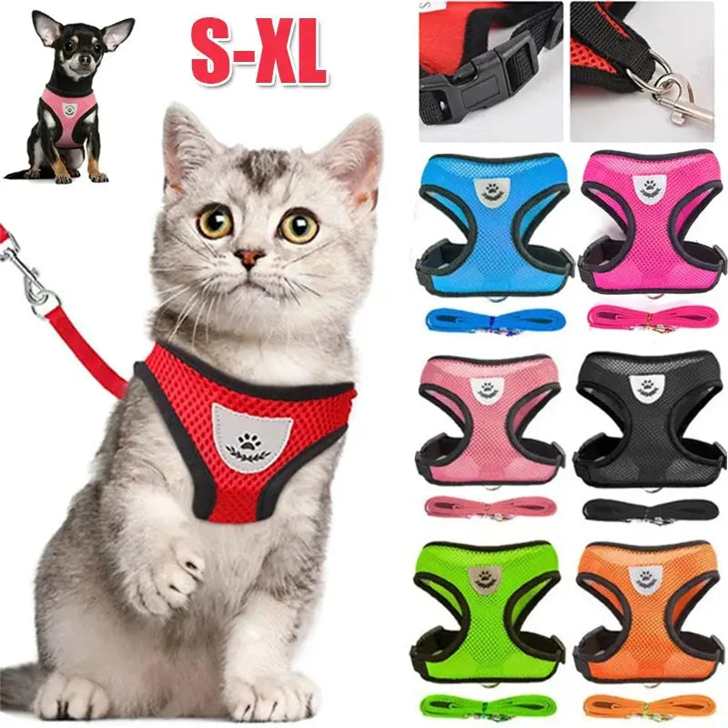 Atmungsaktives Katzen- & Hundegeschirr mit Leine – Reflektierendes Mesh-Sicherheitsgeschirr für Haustiere - FUXL-Shopify