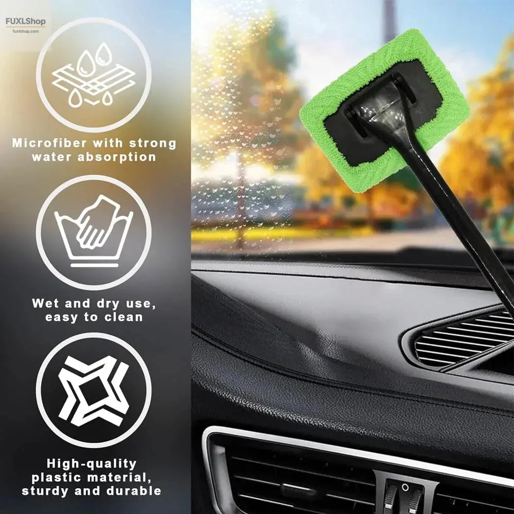 Autofenster-Reiniger-Bürstenset – Mikrofaser-Windschutzscheiben-Reinigungstool mit langem Griff, wiederverwendbar - FUXL-Shopify