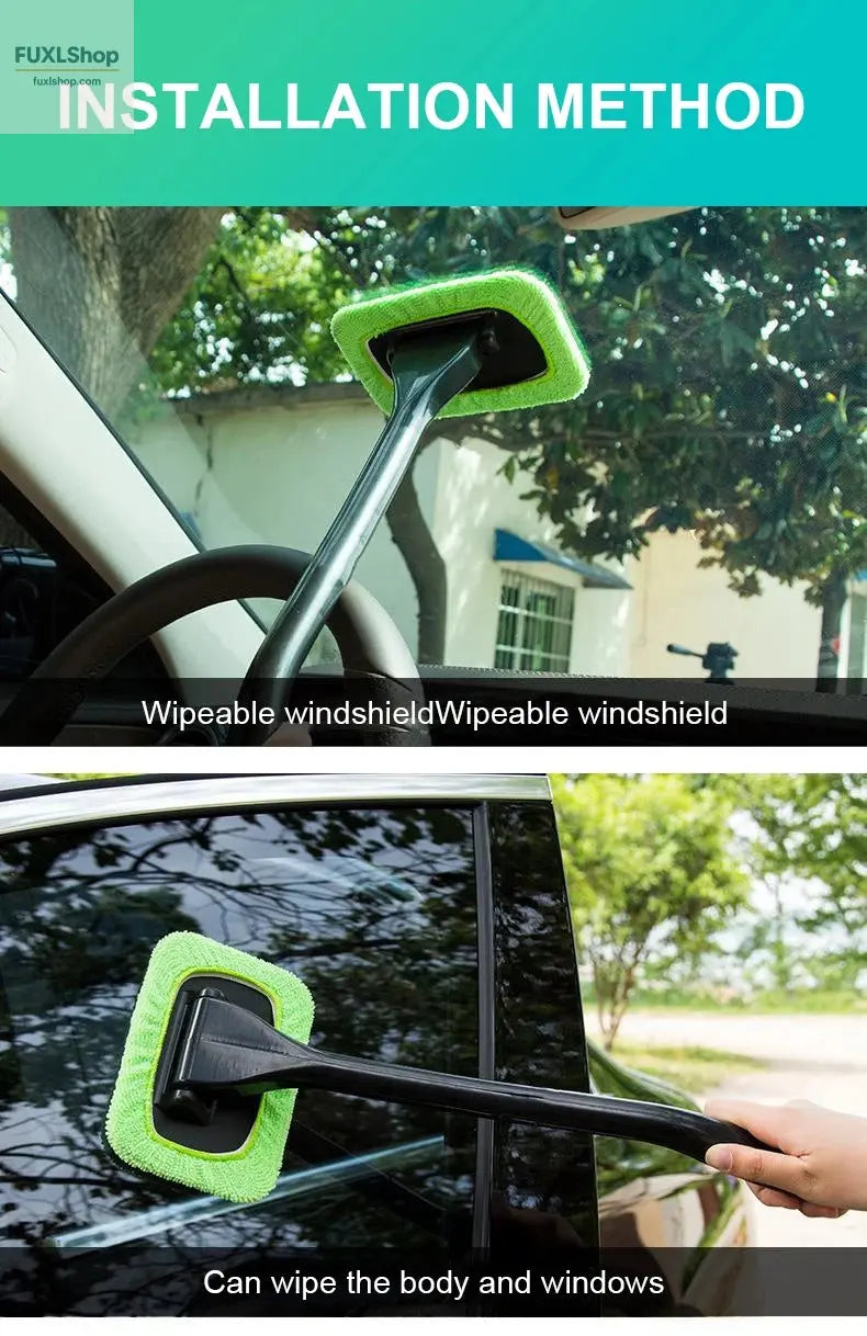 Autofenster-Reiniger-Bürstenset – Mikrofaser-Windschutzscheiben-Reinigungstool mit langem Griff, wiederverwendbar - FUXL-Shopify