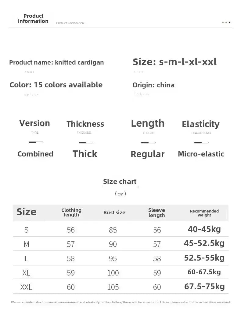 Autumn/Winter New Round Neck Knitted Cardigan Women's Loose-Fit Plus Size Sweater Versatile Jacket Solid Color Base Wool Jacket FUXL-Shopify