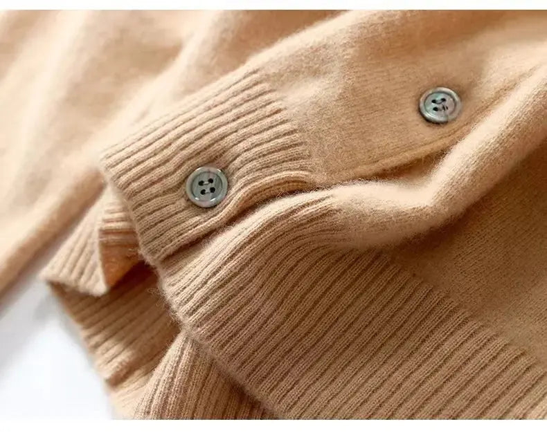 Autumn/Winter New Round Neck Knitted Cardigan Women's Loose-Fit Plus Size Sweater Versatile Jacket Solid Color Base Wool Jacket FUXL-Shopify