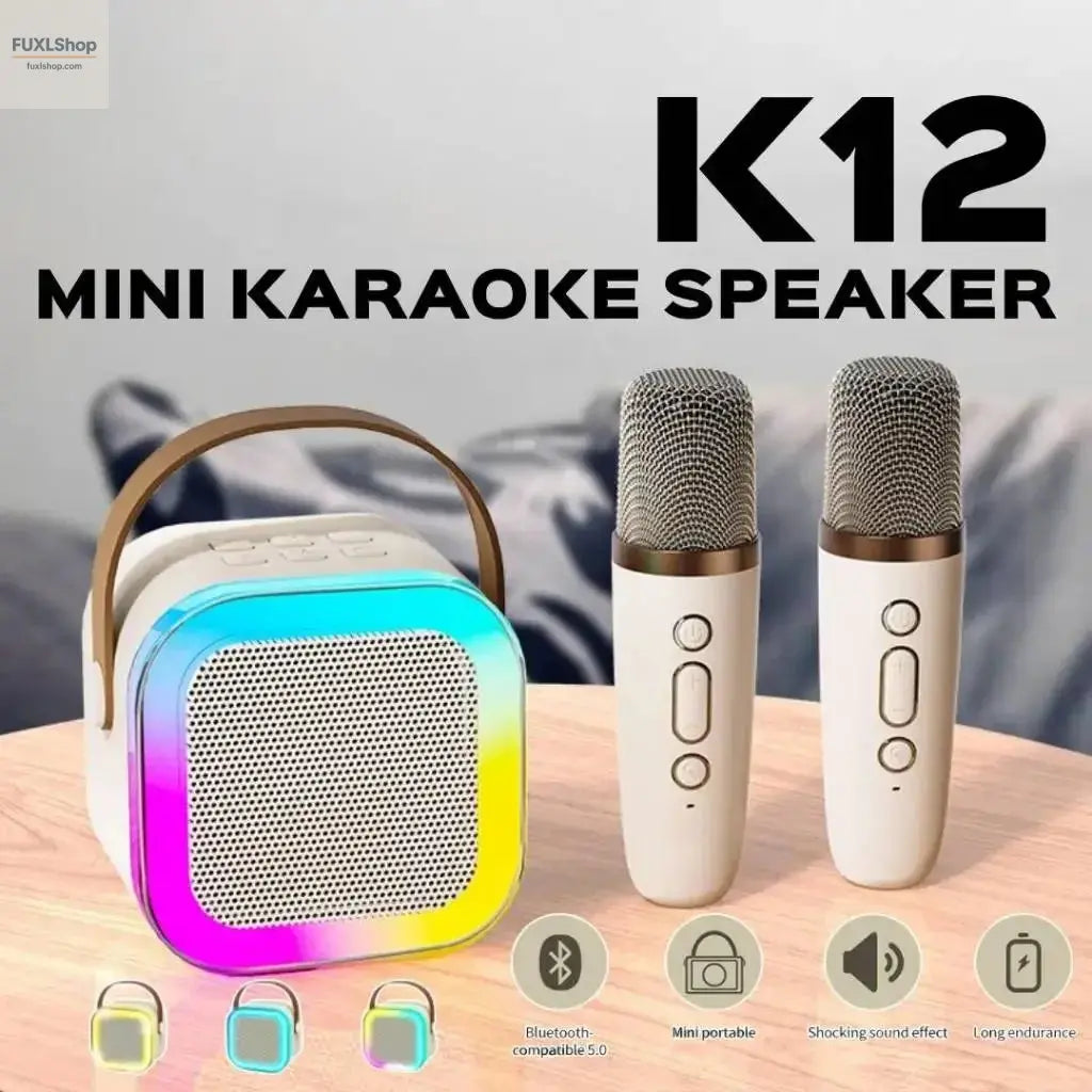CHUBAN K12 Mini Karaoke Speaker – Tragbarer Bluetooth-Lautsprecher mit Mikrofon, RGB-Licht & KTV-Sound für Zuhause - FUXL-Shopify