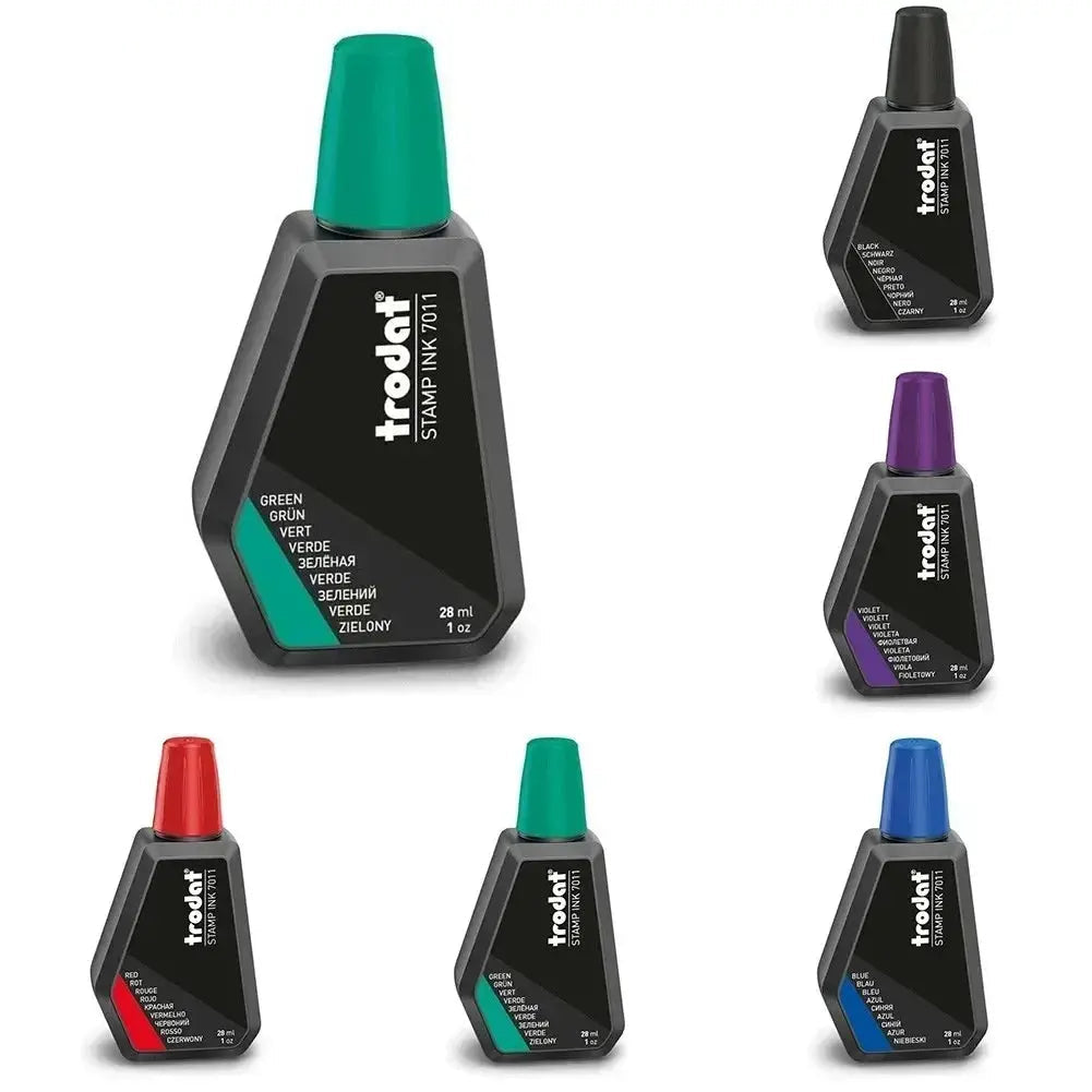 DAZZLEEX Trodat 7011 Stempelkissen Farbe – 28 ml (Rot/Blau/Schwarz/Grün/Lila) – Nachfülltinte für alle Stempelkissen - FUXL-Shopify