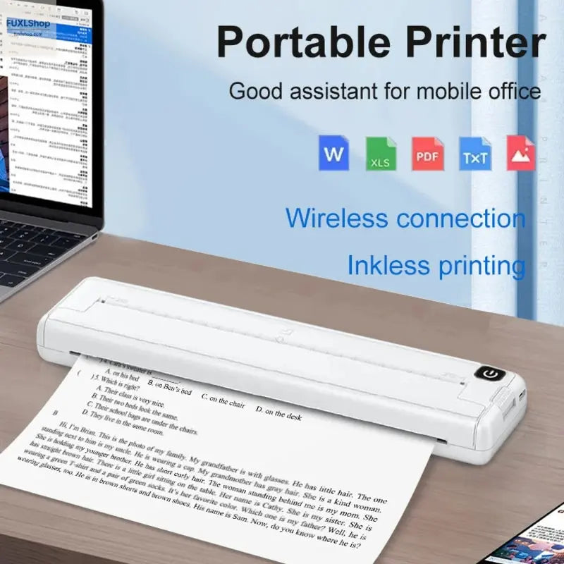 Tragbarer A4-Thermodrucker für das mobile Büro. Drahtloses, tintenloses A4-Thermopapierdruckgerät unterstützt Android/Apple/Windows - FUXL-Shopify