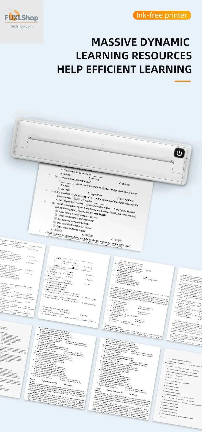 Tragbarer A4-Thermodrucker für das mobile Büro. Drahtloses, tintenloses A4-Thermopapierdruckgerät unterstützt Android/Apple/Windows - FUXL-Shopify