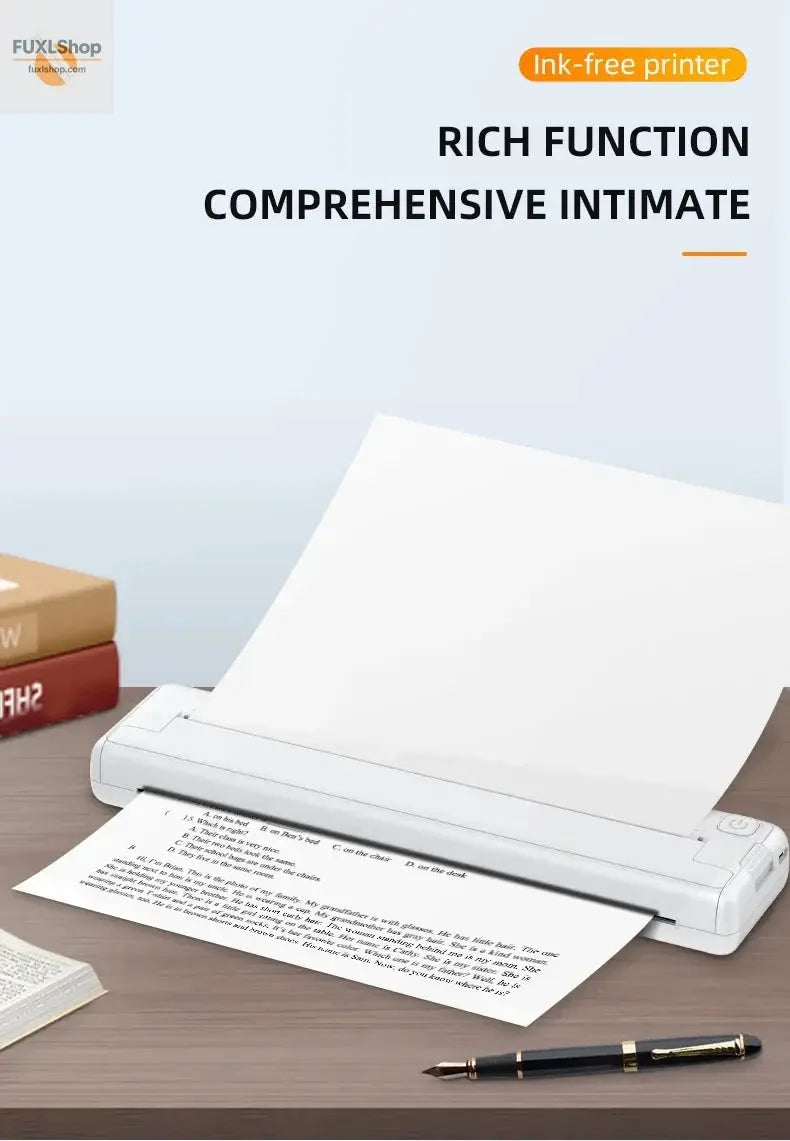 Tragbarer A4-Thermodrucker für das mobile Büro. Drahtloses, tintenloses A4-Thermopapierdruckgerät unterstützt Android/Apple/Windows - FUXL-Shopify