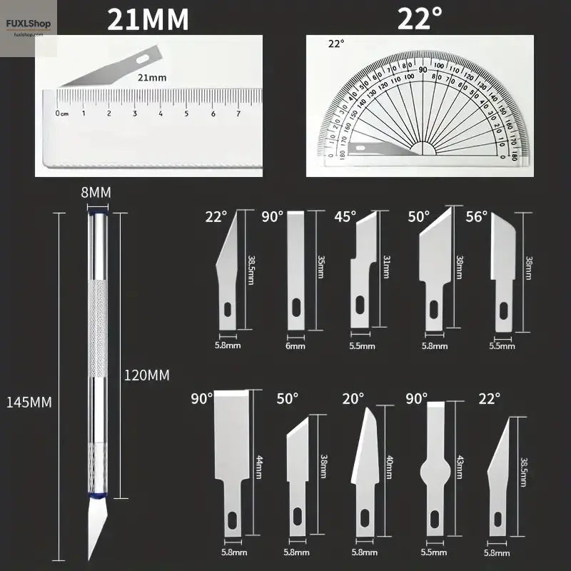 FUXL 13-teiliges Metall Gravierwerkzeug Set – Präzisions-Messer, Stichel & Schneidwerkzeuge für DIY, Papierschnitte, Reparaturen & Handgravur - FUXL-Shopify