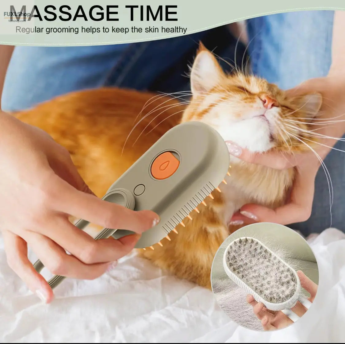 FUXL 3-in-1 Dampf-Haarbürste für Haustiere – Wiederaufladbare Tierhaarentfernungsbürste mit Massage & Sprühfunktion - FUXL-Shopify