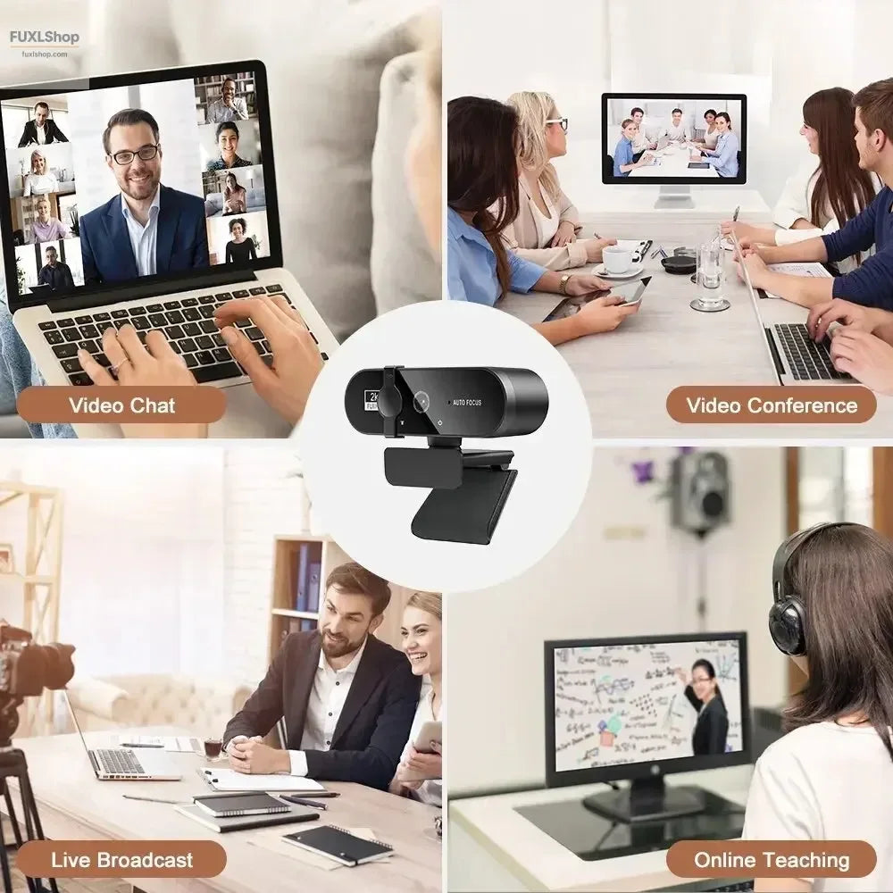 FUXL 4K Webcam mit Mikrofon – 1080P/2K/30fps, Autofokus, USB für PC & Laptop - FUXLShop