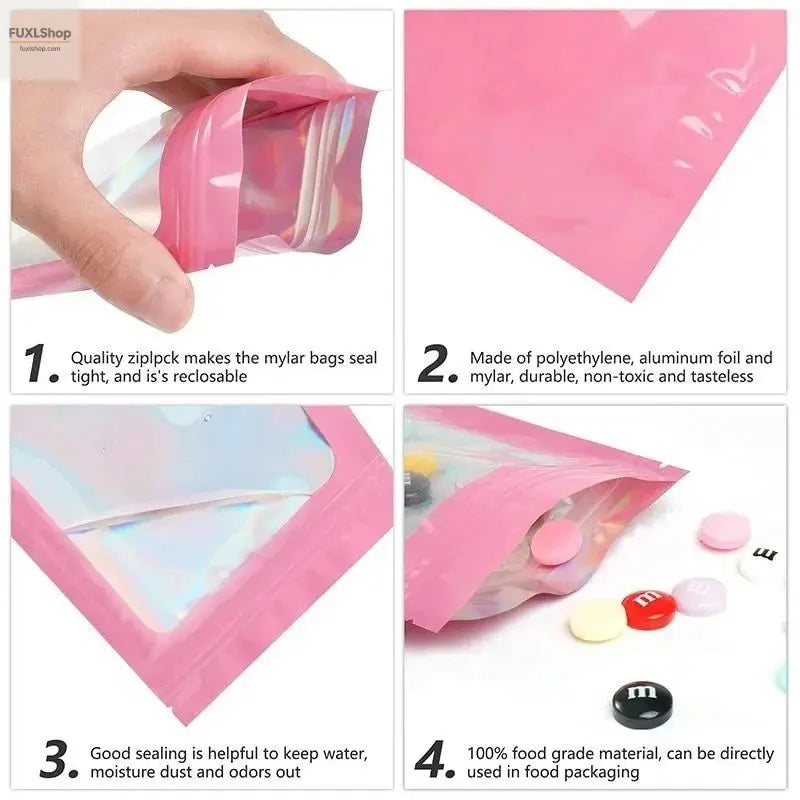 FUXL 50 Stück Wiederverschließbare Alufolie & Mylar Beutel – Frischhaltebeutel für Lebensmittel, Schmuck & Mehr - FUXL-Shopify