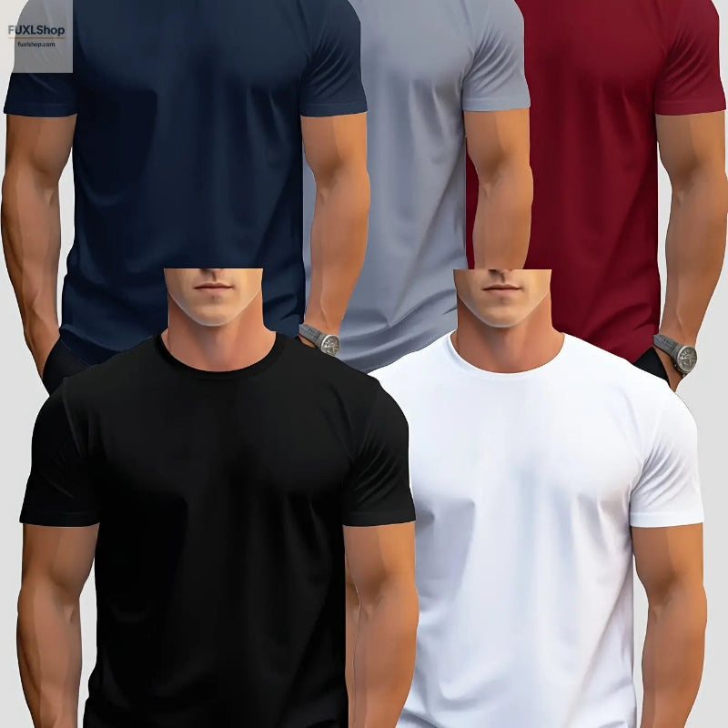 FUXL 5er Pack Herren Basic T-Shirts – Leichtes Rundhals-Shirt aus 100% Polye - FUXL-Shopify