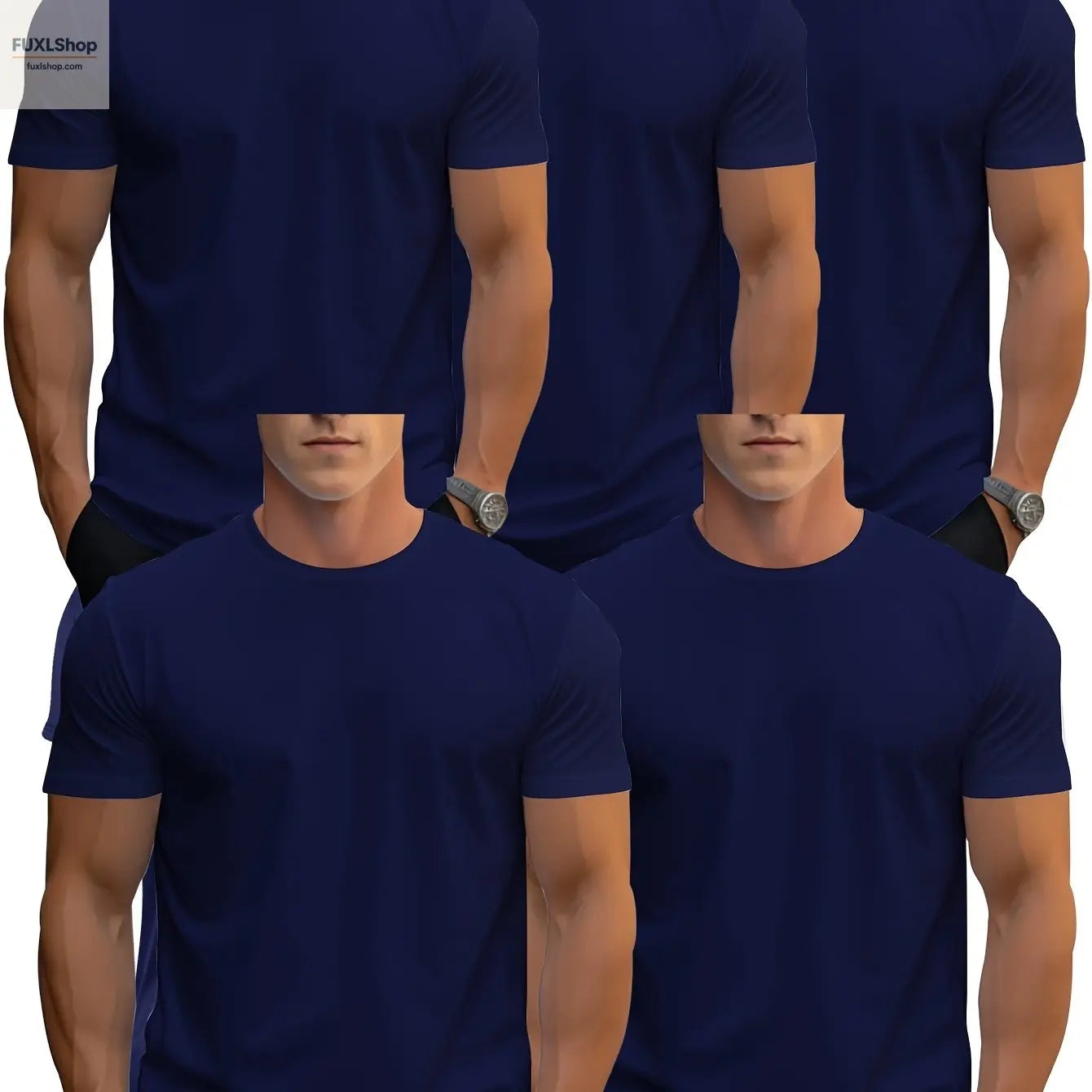 FUXL 5er Pack Herren Basic T-Shirts – Leichtes Rundhals-Shirt aus 100% Polye - FUXL-Shopify