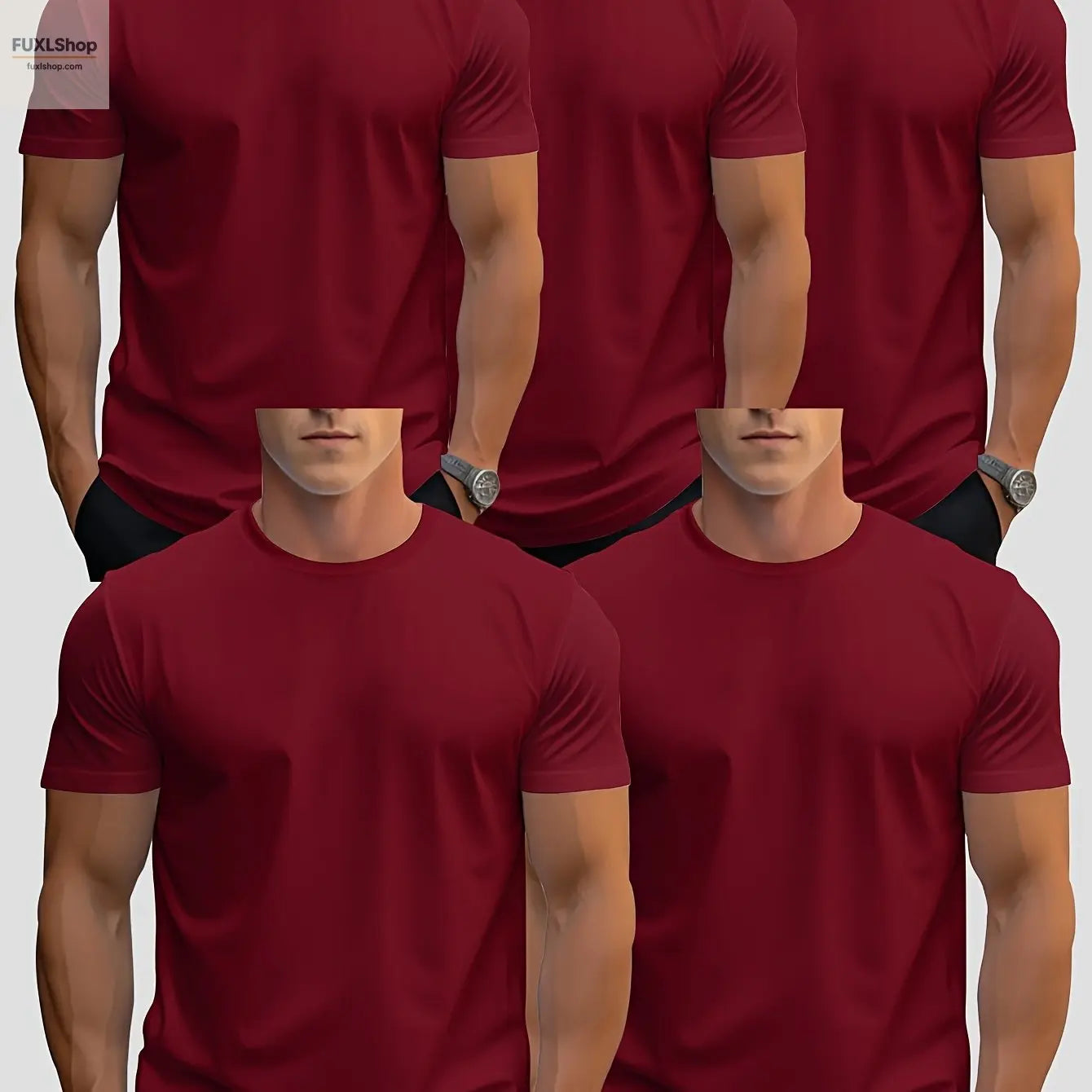 FUXL 5er Pack Herren Basic T-Shirts – Leichtes Rundhals-Shirt aus 100% Polye - FUXL-Shopify