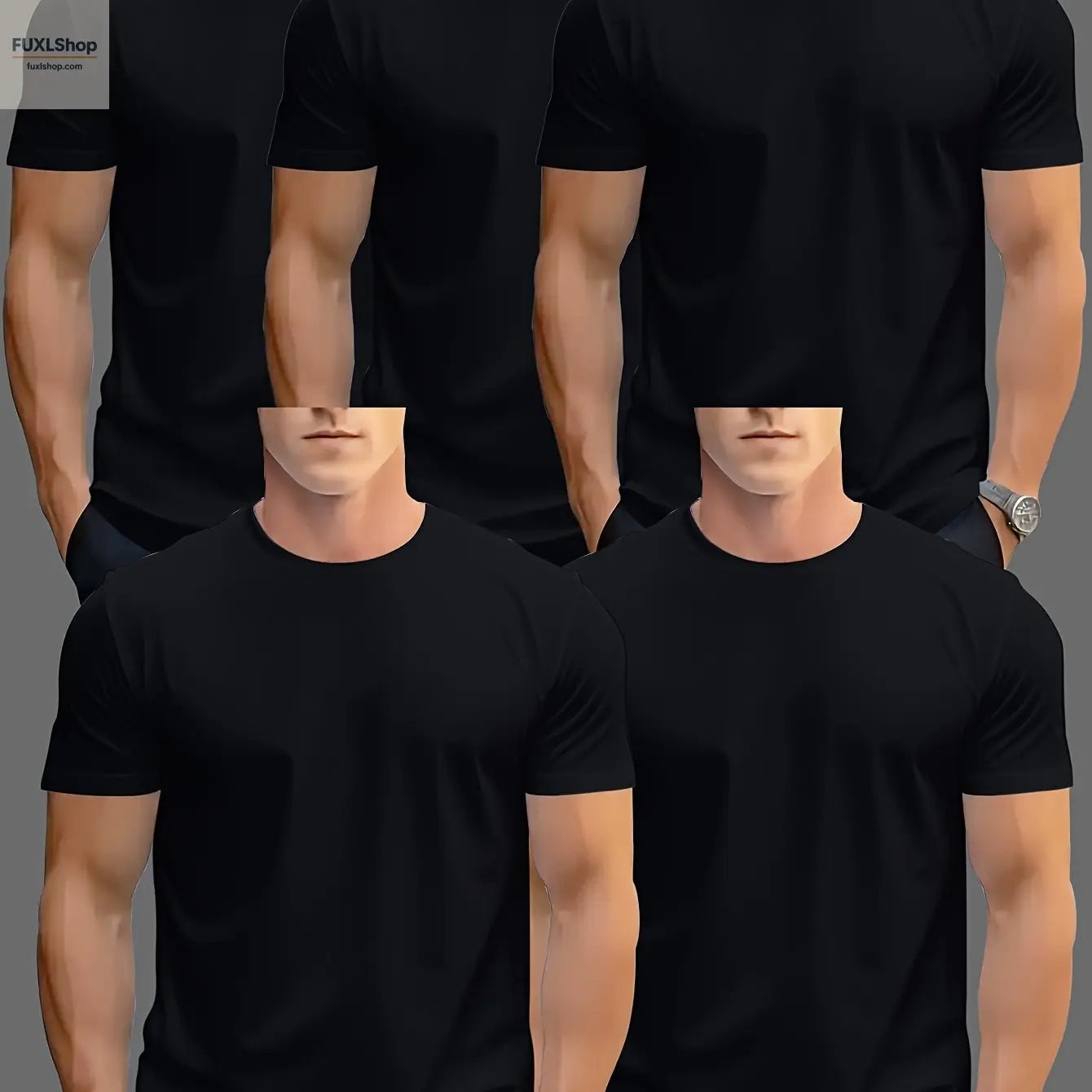 FUXL 5er Pack Herren Basic T-Shirts – Leichtes Rundhals-Shirt aus 100% Polye - FUXL-Shopify