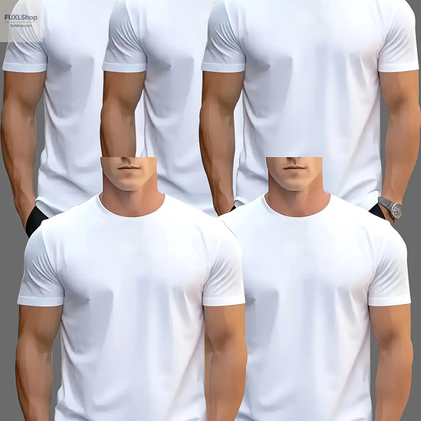 FUXL 5er Pack Herren Basic T-Shirts – Leichtes Rundhals-Shirt aus 100% Polye - FUXL-Shopify