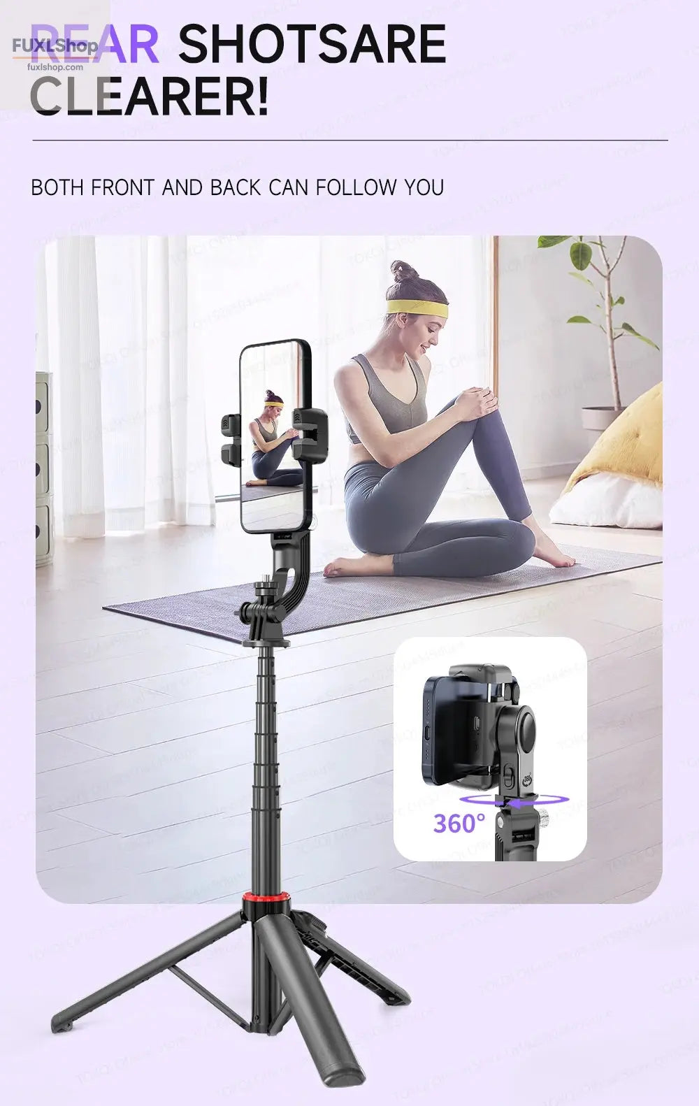 FUXL Handheld Gimbal 360° AI Face Tracking – Stabilisierter Selfie Stick mit Fernbedienung & Stativ für Smartphones - FUXL-Shopify