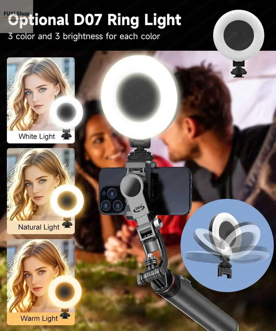 FUXL Handheld Gimbal 360° AI Face Tracking – Stabilisierter Selfie Stick mit Fernbedienung & Stativ für Smartphones - FUXL-Shopify