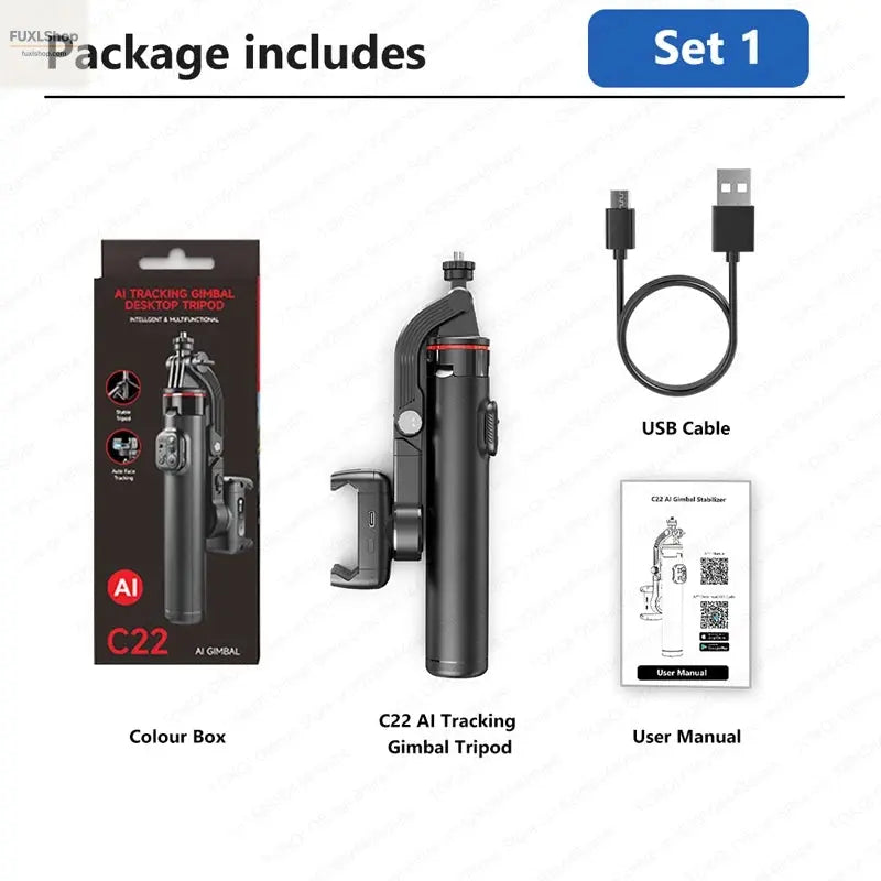 FUXL Handheld Gimbal 360° AI Face Tracking – Stabilisierter Selfie Stick mit Fernbedienung & Stativ für Smartphones - FUXL-Shopify