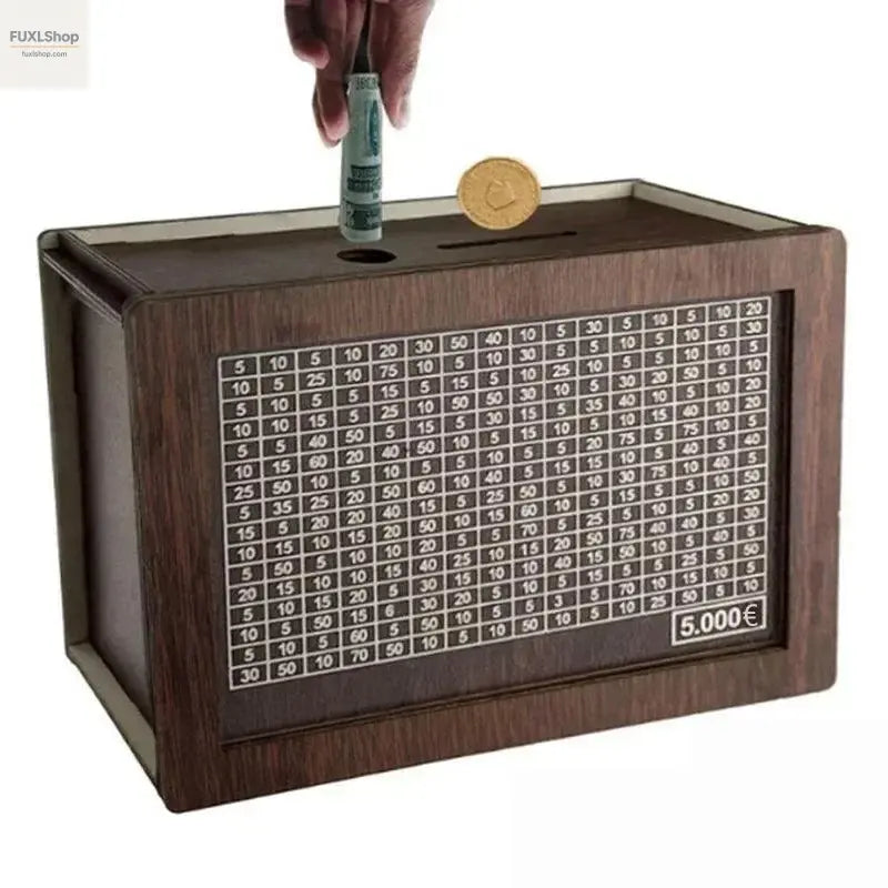 FUXL Sparschwein Holz – Sparbox für 1000–10.000 € Challenge