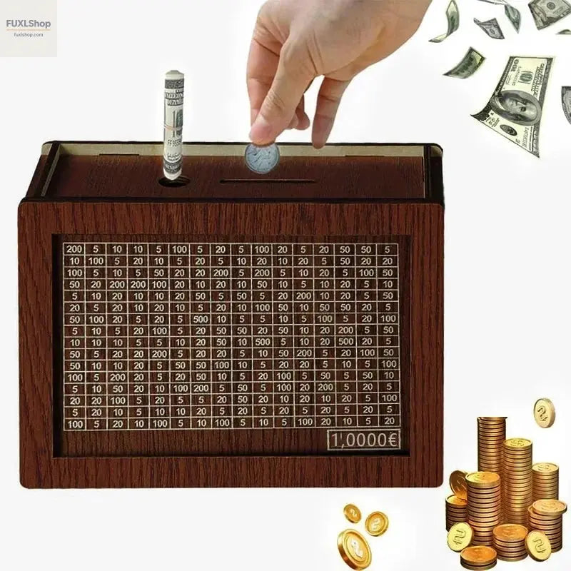 FUXL Sparschwein Holz – Sparbox für 1000–10.000 € Challenge - FUXL-Shopify