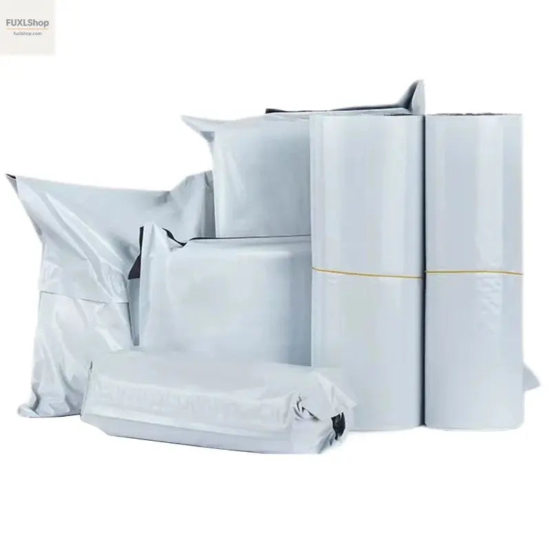 FUXL Versandumschlagtaschen, Kunststoff, Aufbewahrungstaschen, grau-weiß, selbstklebender Verschluss, 50 Stück - FUXL-Shopify