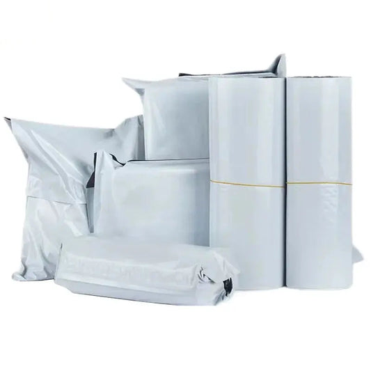 FUXL Versandumschlagtaschen, Kunststoff, Aufbewahrungstaschen, grau-weiß, selbstklebender Verschluss, 50 Stück - FUXL-Shopify