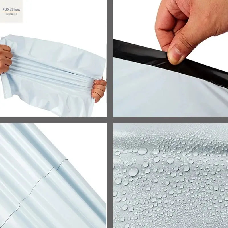 FUXL Versandumschlagtaschen, Kunststoff, Aufbewahrungstaschen, grau-weiß, selbstklebender Verschluss, 50 Stück - FUXL-Shopify