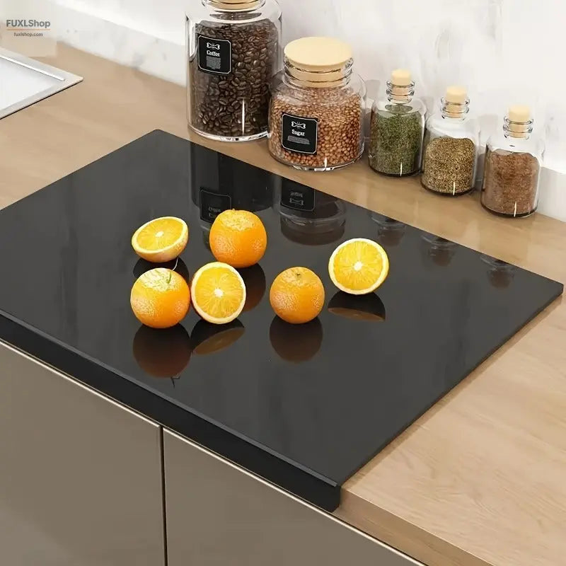 FUXL XXL Schneidebrett (Schwarz) – Rutschfest mit Auffangrand & Schutzfolie - FUXL-Shopify
