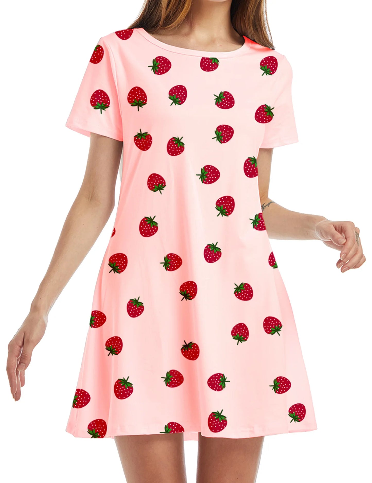 Frauen Casual Kurzarm T-Shirt Kleid Vintage Print Mini-Loose Dress - FUXL-Shopify