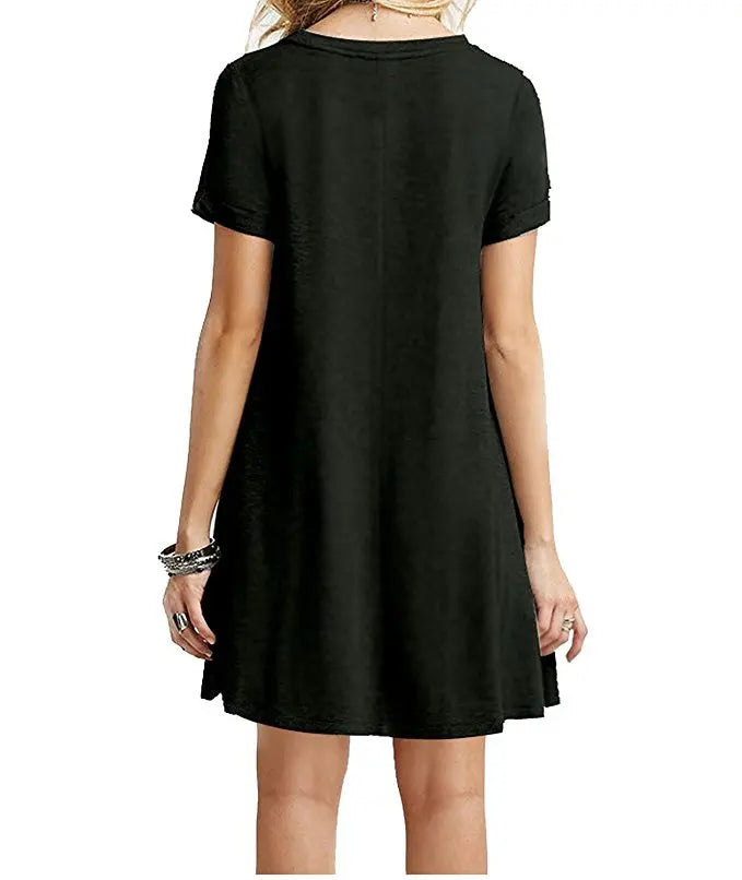 Frauen Casual Kurzarm T-Shirt Kleid Vintage Print Mini-Loose Dress - FUXL-Shopify