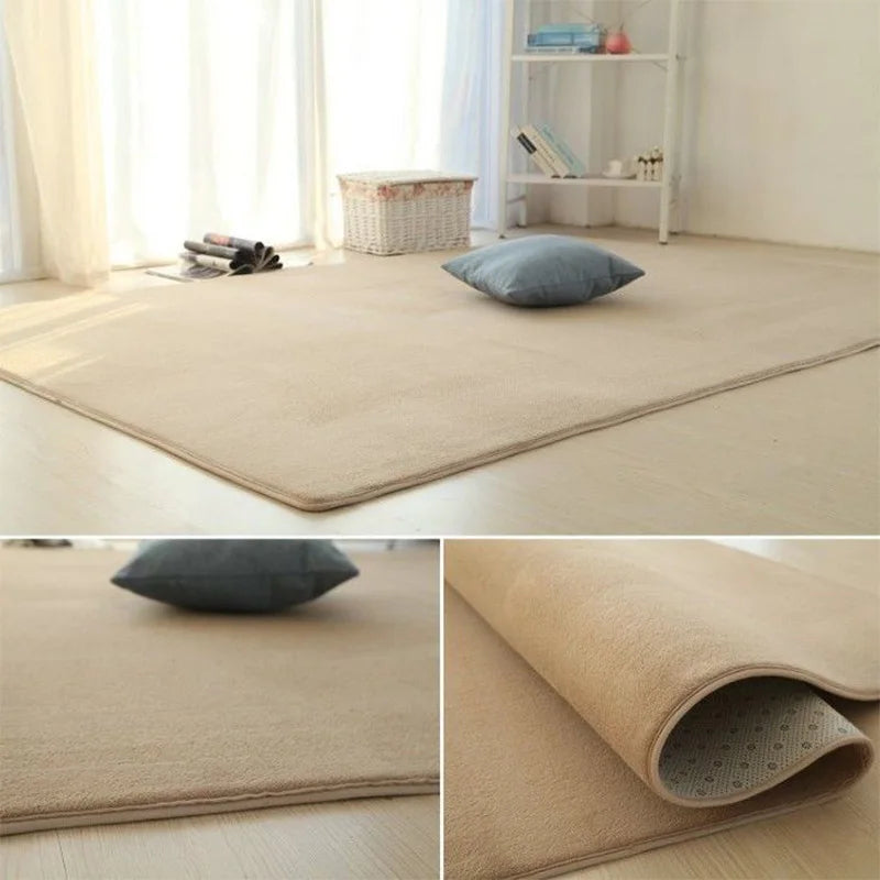 Rutschfeste Haarteppiche aus Fell für Wohnzimmer, einfarbig, dicker Samt, pelzige Bodenmatte, rosa, flauschige Teppiche für Kinder, moderne Heimdekoration - FUXL-Shopify