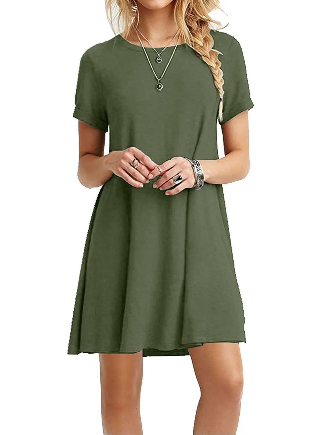 Frauen Casual Kurzarm T-Shirt Kleid Vintage Print Mini-Loose Dress - FUXL-Shopify