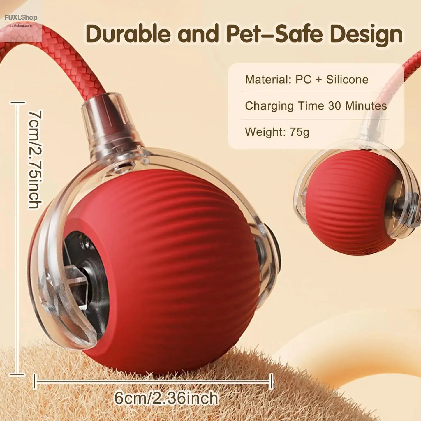 Interaktives Ballspielzeug für Katzen, automatisch rollender Ball mit Schwanz, wiederaufladbares, intelligente Maus für Katzen - FUXL-Shopify