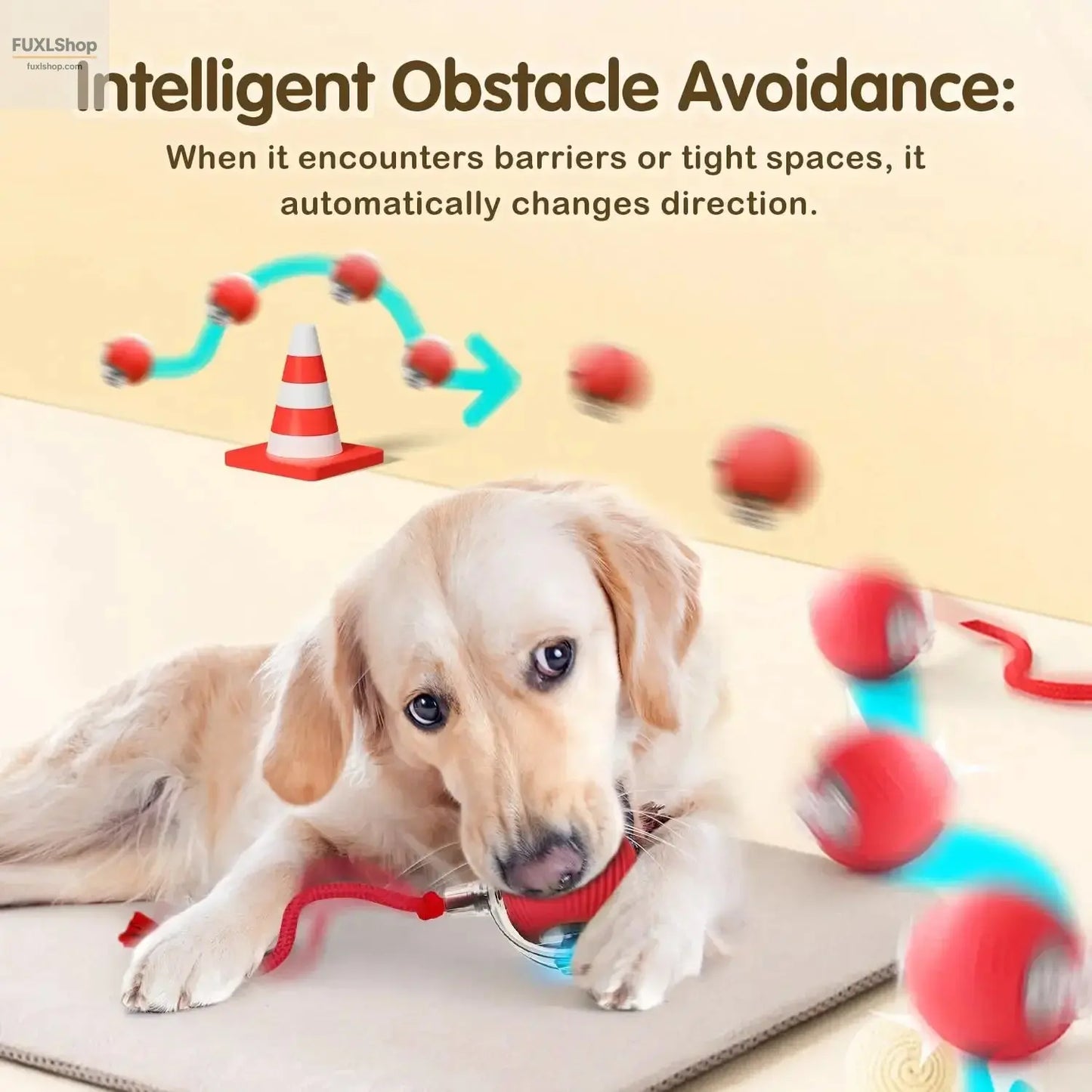 Interaktives Ballspielzeug für Katzen, automatisch rollender Ball mit Schwanz, wiederaufladbares, intelligente Maus für Katzen - FUXL-Shopify