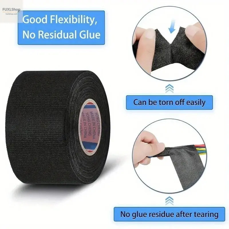 Electrical Tape Heat-resistant Harness Bundle Insulation Auto Wiring Fabric Cloth Wrap Waterproof Cable Organizer Adhesive Tapes - FUXL-Shopify