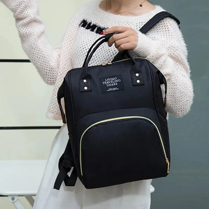 Large Capacity Canvas Mommy Bag Multifunctional Baby Bottle Thermal Insulation Travel Storage Bag Fashion Mommy Bag Hanging Bag - FUXL-Shopify