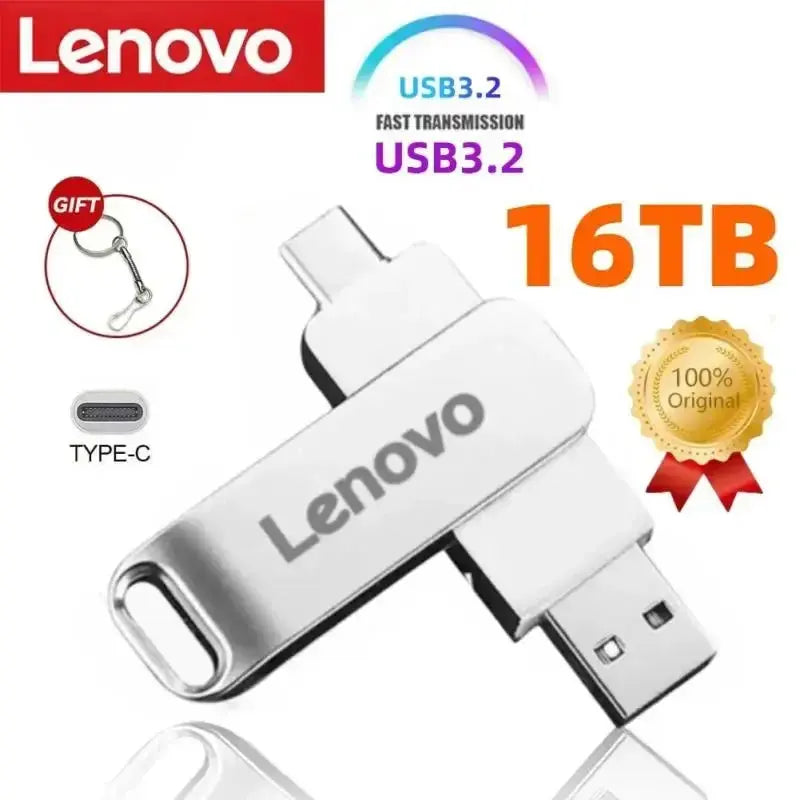 Lenovo 16TB USB 3.0 Flash Drive U Disk Type-C Interface High Speed Transfer 8TB 4TB Large Capacity Metal Pendrive Memoria Stick FUXL-Shopify