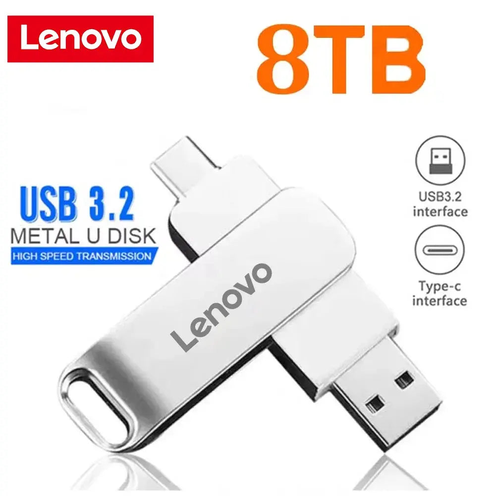 Lenovo 16TB USB 3.0 Flash Drive U Disk Type-C Interface High Speed Transfer 8TB 4TB Large Capacity Metal Pendrive Memoria Stick FUXL-Shopify