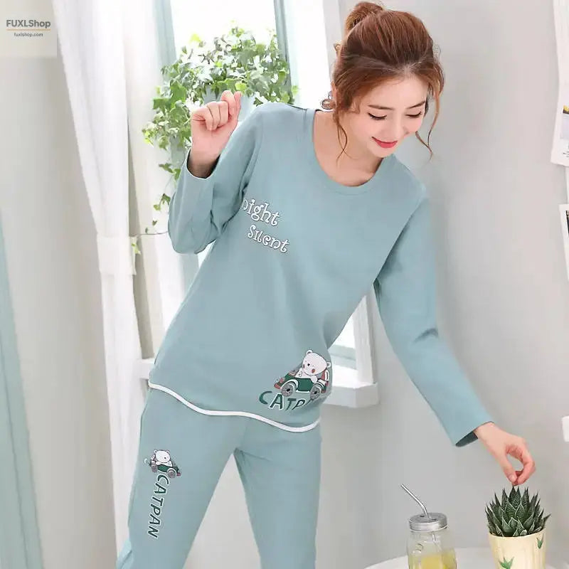 Liva Girl Damen Schlafanzug-Set – Niedliches Bären & Katzen Design – Baumwoll-Mix Sommer Pyjama, Kurzarm Schlafanzug, Lounge Wear - FUXL-Shopify