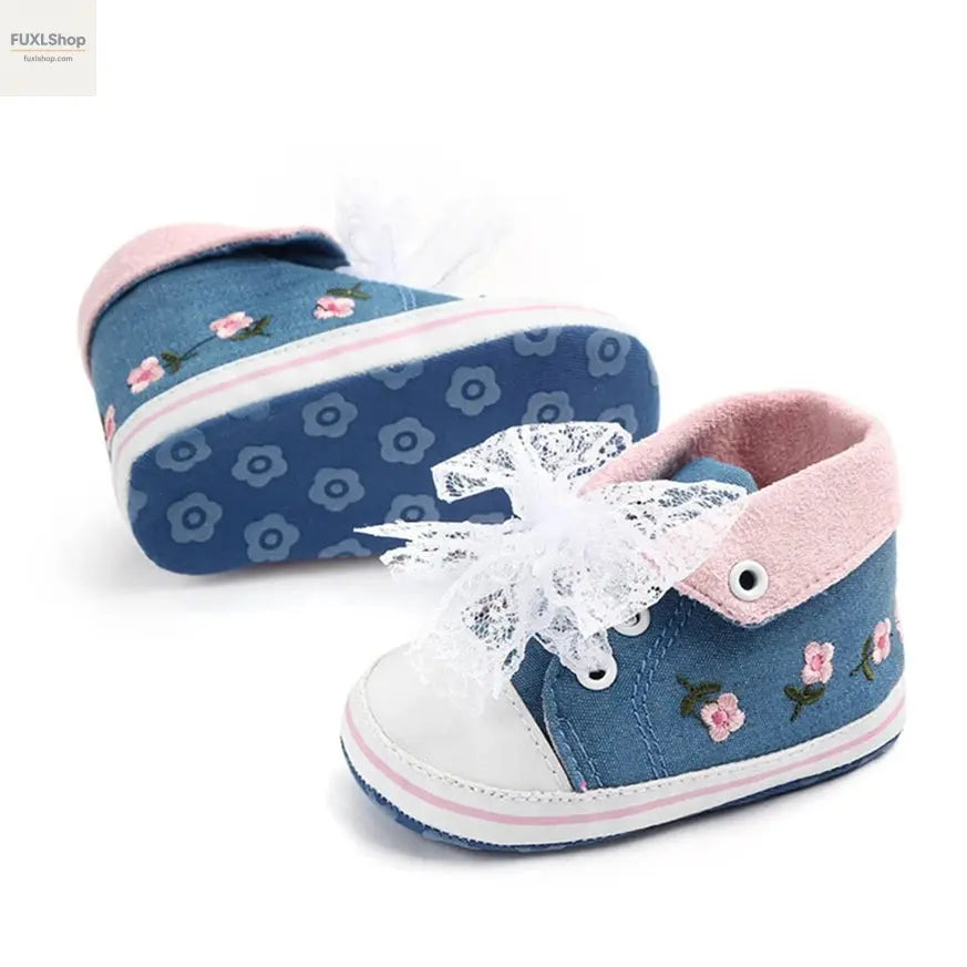 MUPLY Baby Mädchen Schuhe – Weiße Spitzenschühchen mit Blumenstickerei (0-18 Monate) - FUXL-Shopify
