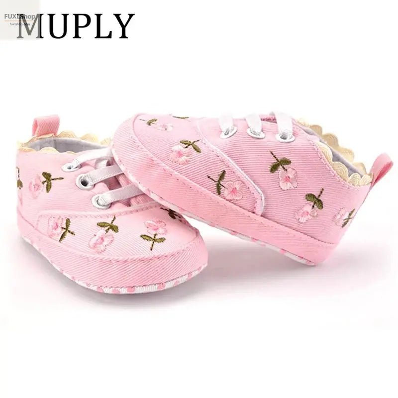 MUPLY Baby Mädchen Schuhe – Weiße Spitzenschühchen mit Blumenstickerei (0-18 Monate) - FUXL-Shopify