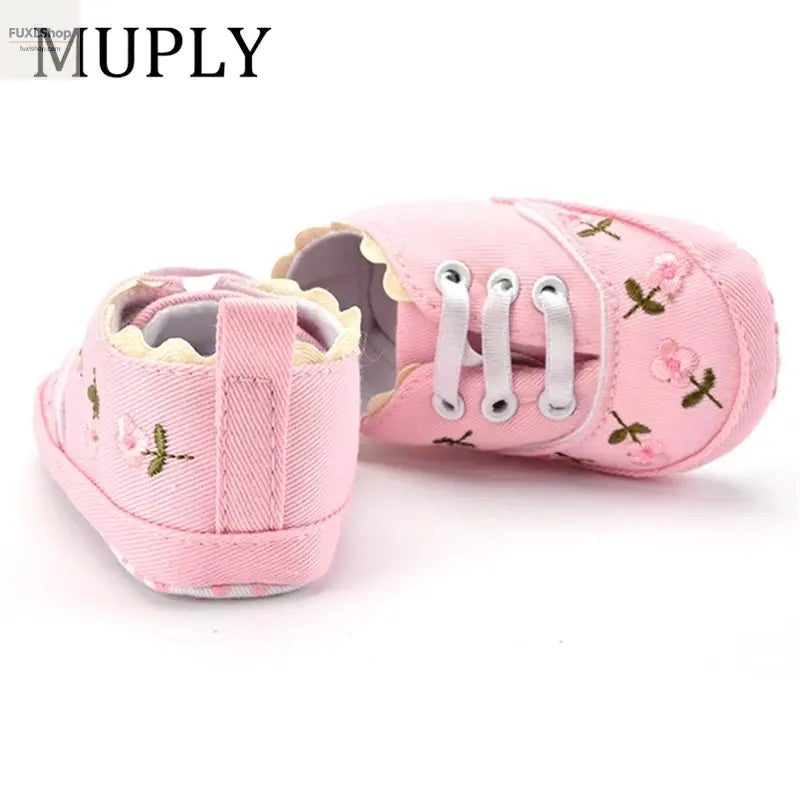 MUPLY Baby Mädchen Schuhe – Weiße Spitzenschühchen mit Blumenstickerei (0-18 Monate) - FUXL-Shopify