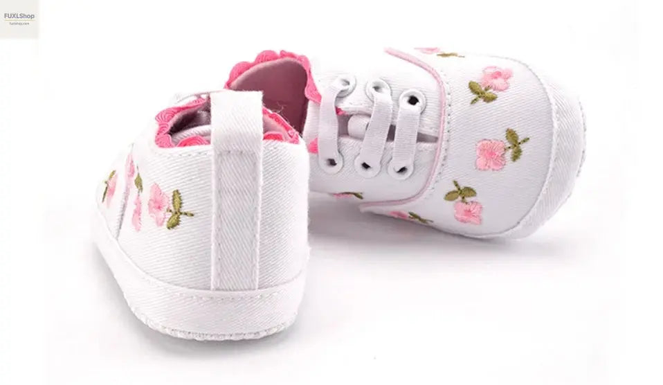 MUPLY Baby Mädchen Schuhe – Weiße Spitzenschühchen mit Blumenstickerei (0-18 Monate) - FUXL-Shopify