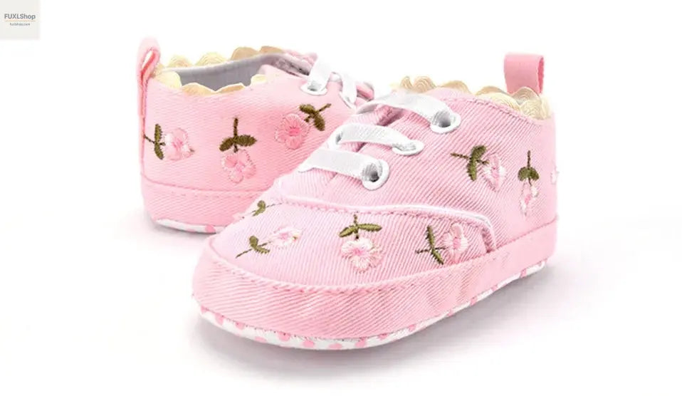 MUPLY Baby Mädchen Schuhe – Weiße Spitzenschühchen mit Blumenstickerei (0-18 Monate) - FUXL-Shopify