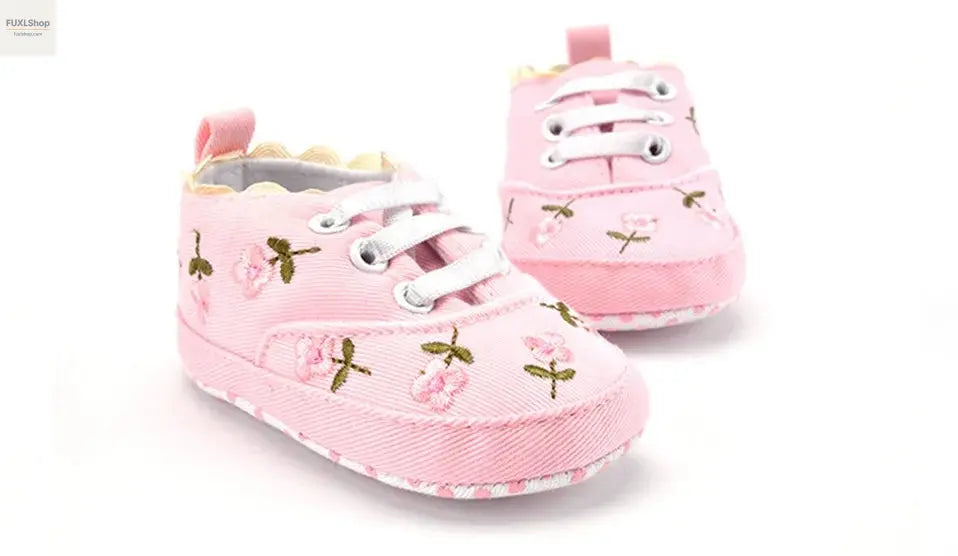 MUPLY Baby Mädchen Schuhe – Weiße Spitzenschühchen mit Blumenstickerei (0-18 Monate) - FUXL-Shopify