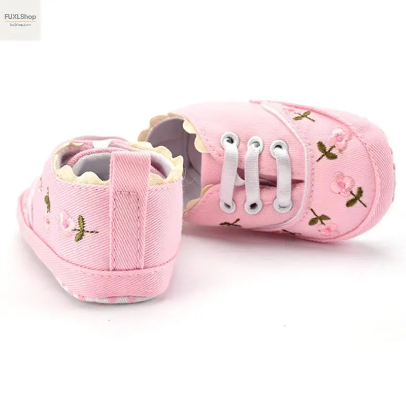 MUPLY Baby Mädchen Schuhe – Weiße Spitzenschühchen mit Blumenstickerei (0-18 Monate) - FUXL-Shopify