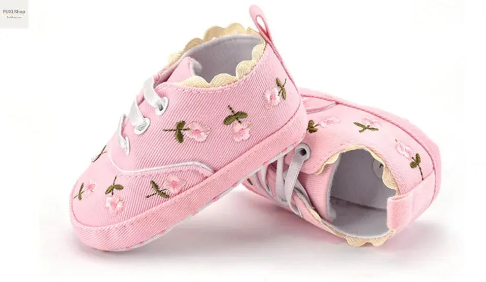 MUPLY Baby Mädchen Schuhe – Weiße Spitzenschühchen mit Blumenstickerei (0-18 Monate) - FUXL-Shopify