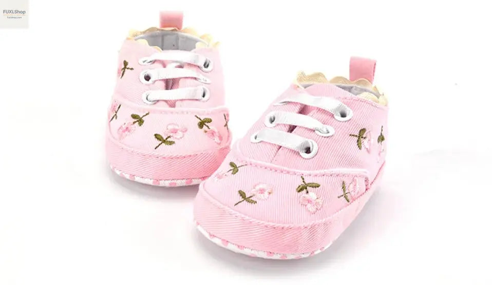 MUPLY Baby Mädchen Schuhe – Weiße Spitzenschühchen mit Blumenstickerei (0-18 Monate) - FUXL-Shopify