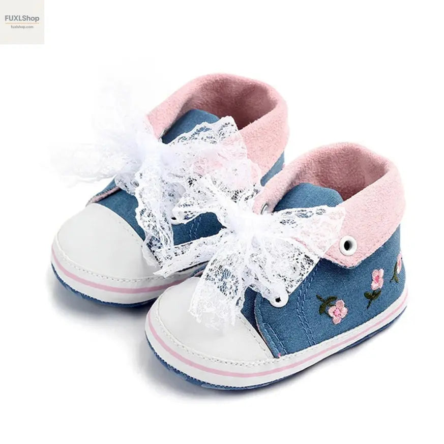 MUPLY Baby Mädchen Schuhe – Weiße Spitzenschühchen mit Blumenstickerei (0-18 Monate) - FUXL-Shopify